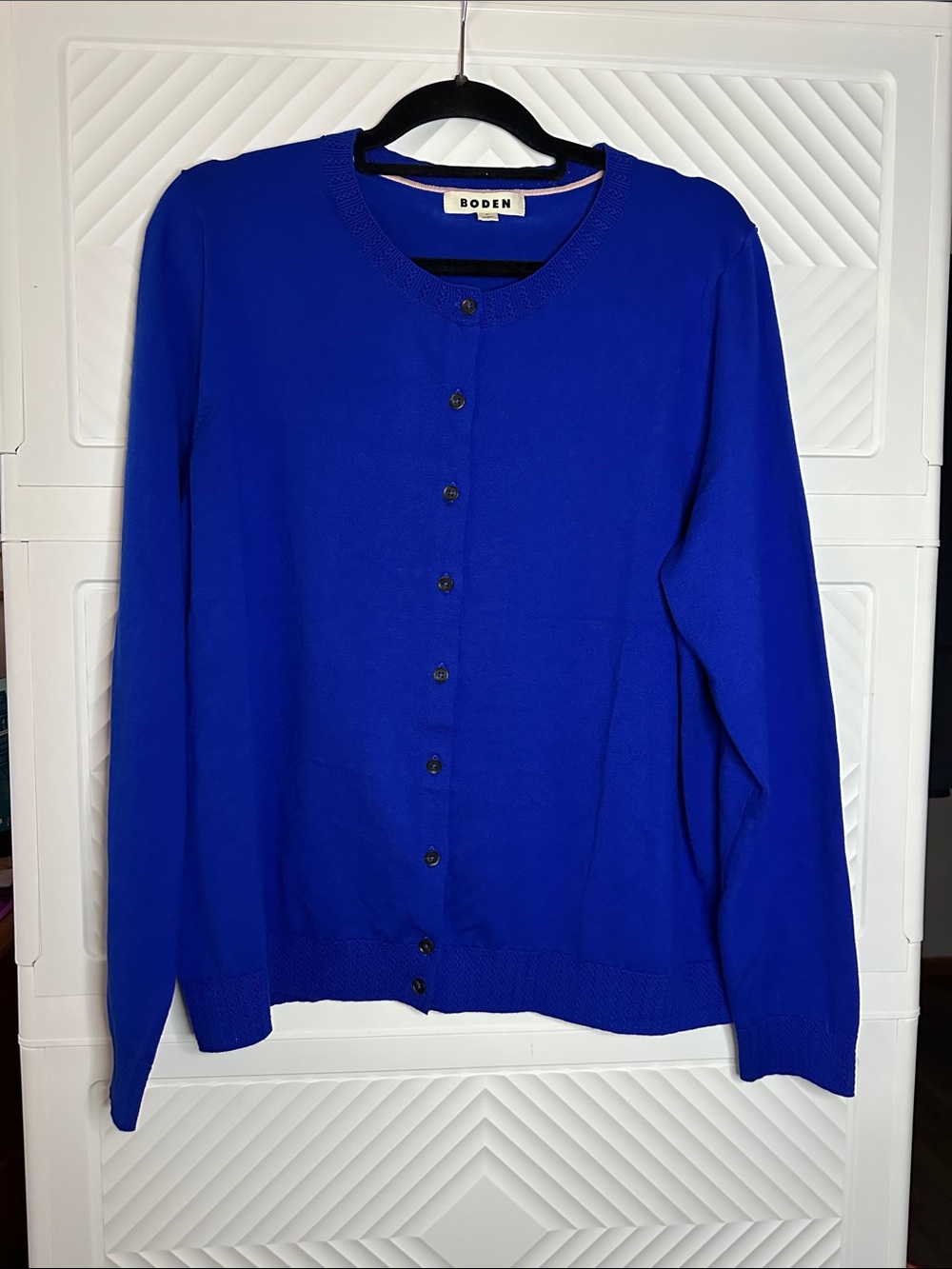 Boden Women's Bright Cobalt Crewneck Button Cardigan